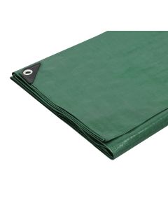 Green/Silver Medium Weight Waterproof Tarpaulin with Eyelets (140 GSM)