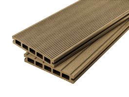 2.4m Original Hollow Composite Grooved Decking Board - Teak