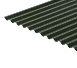 13/3 Corrugated 0.7 Thick PVC Plastisol Coated Roof Sheet - Juniper Green