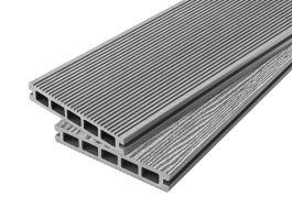 4m Grooved Reversible Composite Decking Board in Light Grey