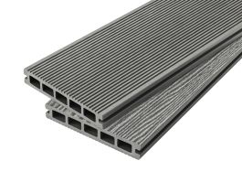 2.4m Grooved Reversible Composite Decking Board in Stone Grey