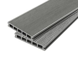 4m Grooved Reversible Composite Decking Board in Stone Grey