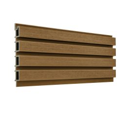 2.5m Composite Slatted Wall Cladding Panels - Teak