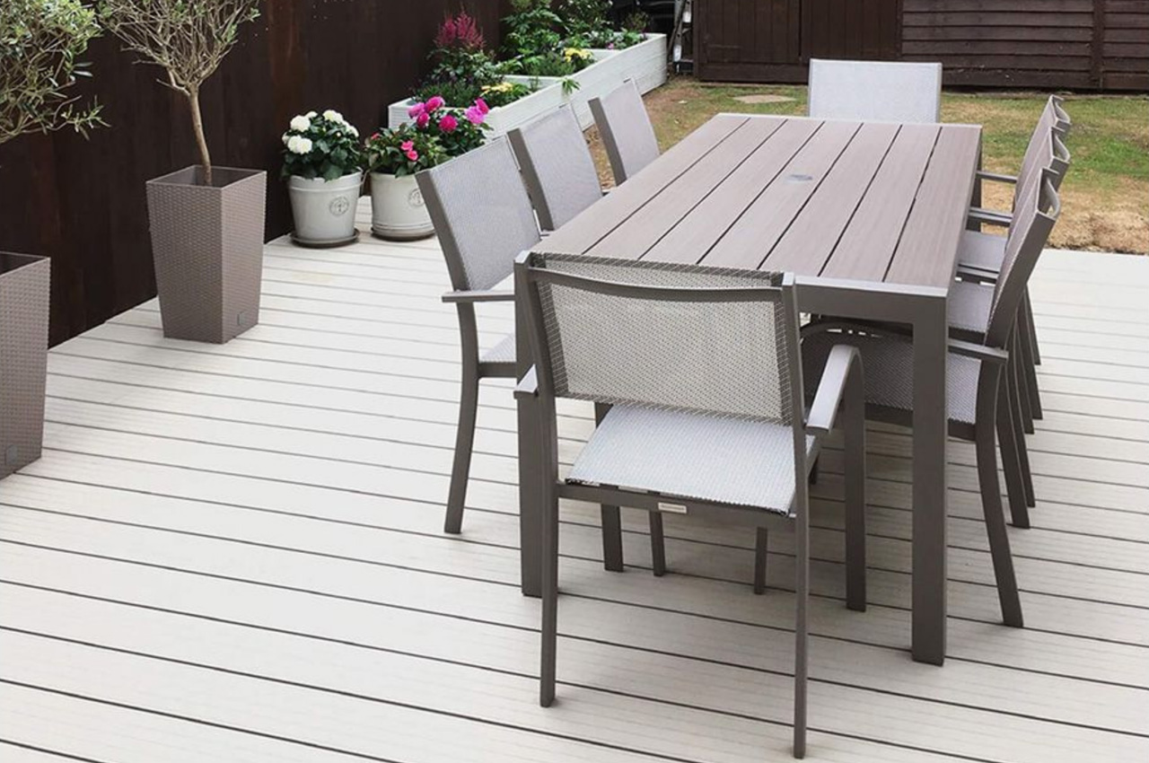 Cladco Composite Ivory Decking Boards bring a burst of brightness into this garden