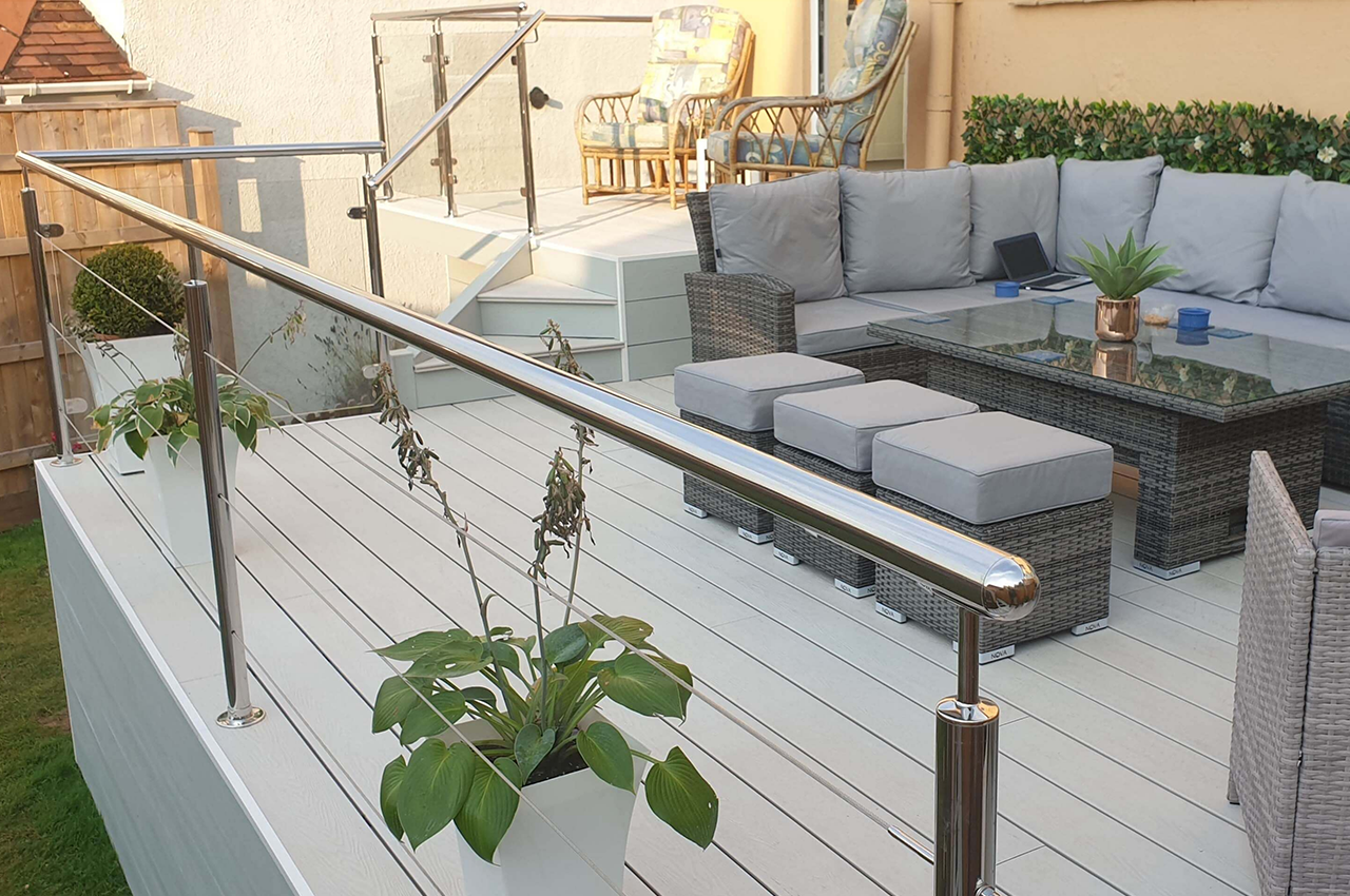 Cladco Composite Original Hollow Decking boards in Ivory