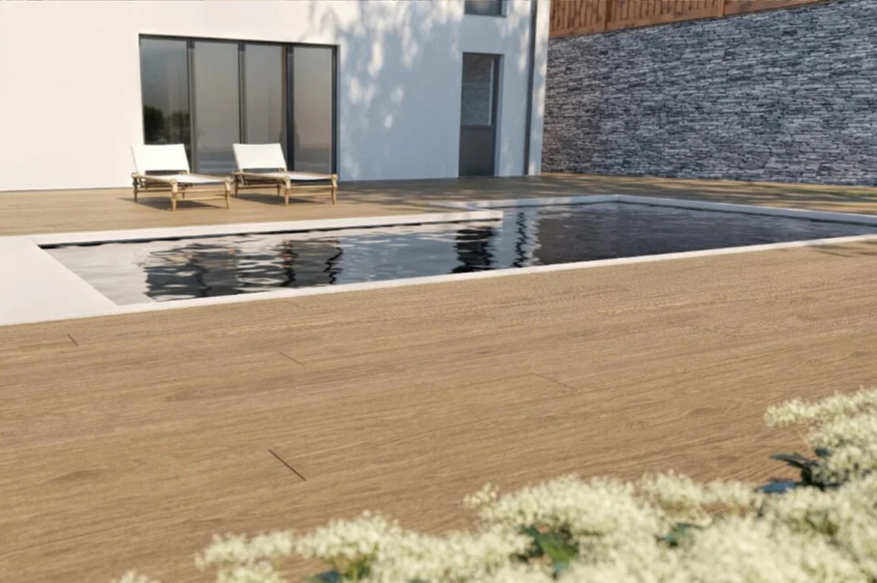 Cladco Nordeck Decking Boards in Cedar create an attractive, timber like deck