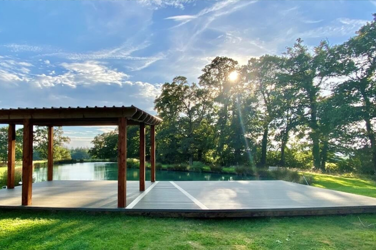 Large pergola design featuring Cladco 32/1000 Box Profile Steel Roofing Sheets