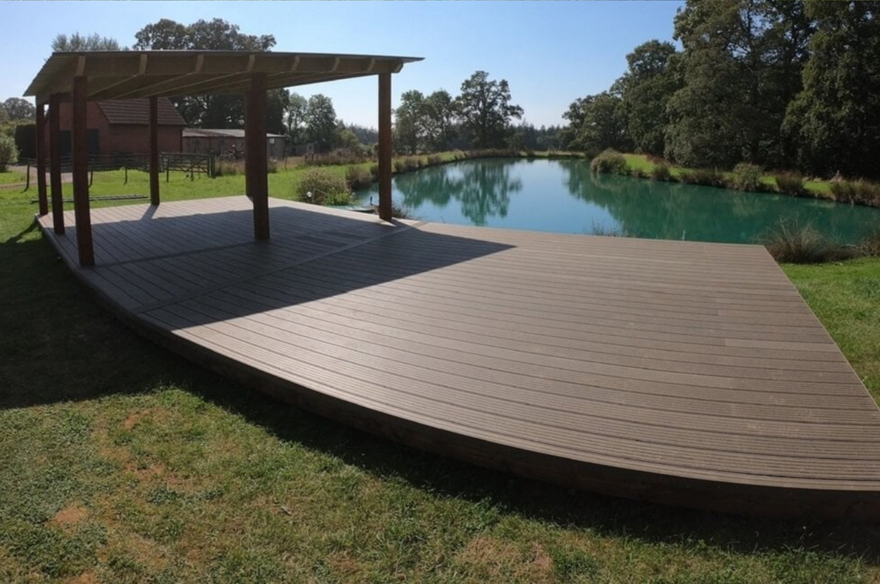 Large pergola design featuring Cladco 32/1000 Box Profile Steel Roofing Sheets