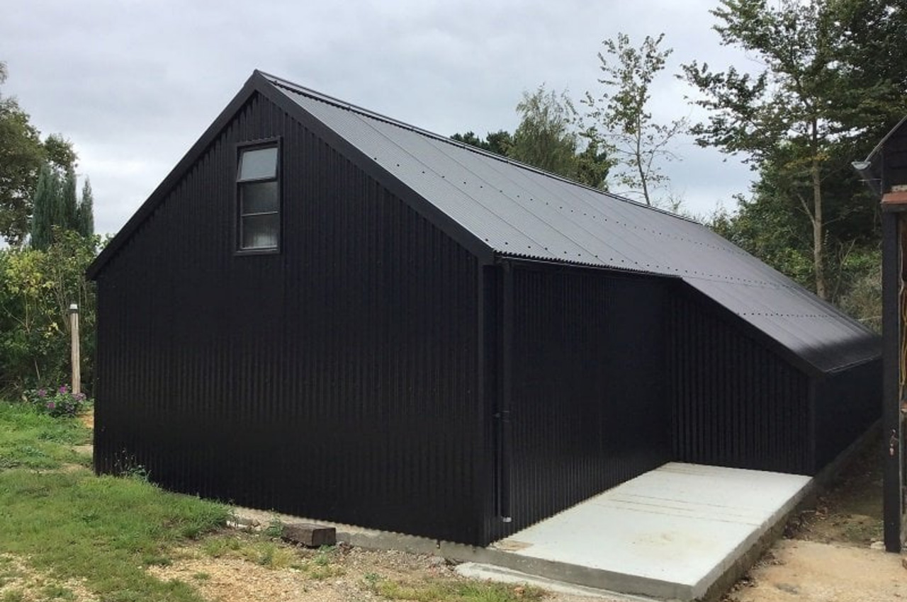 Black Corrugated Sheeting on converted barn