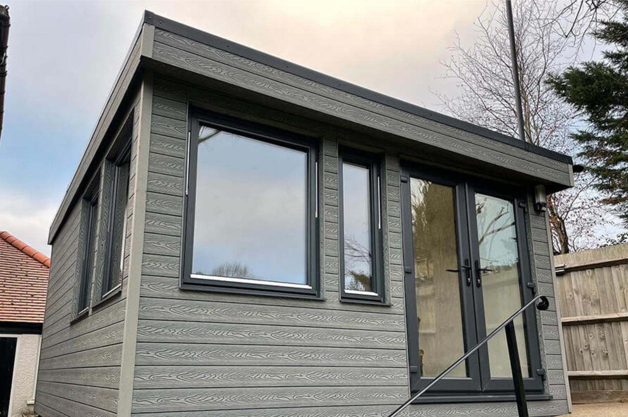 @Garden2office design using Cladco Woodgrain Composite Cladding