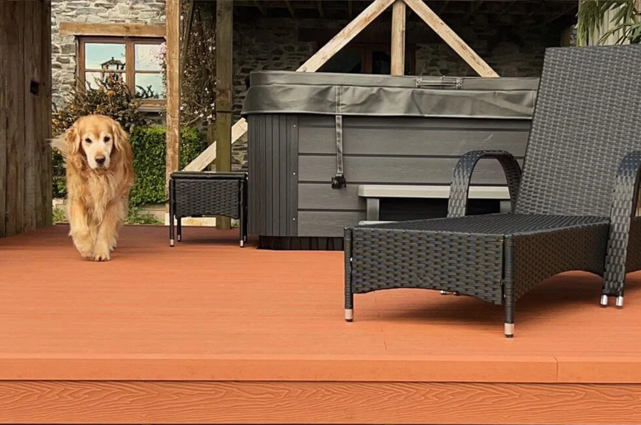 Cladco Composite Decking Area in Redwood