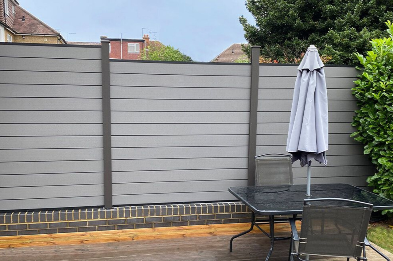 Mixed Composite Decking Installation | Stone Grey Boards with Charcoal Posts