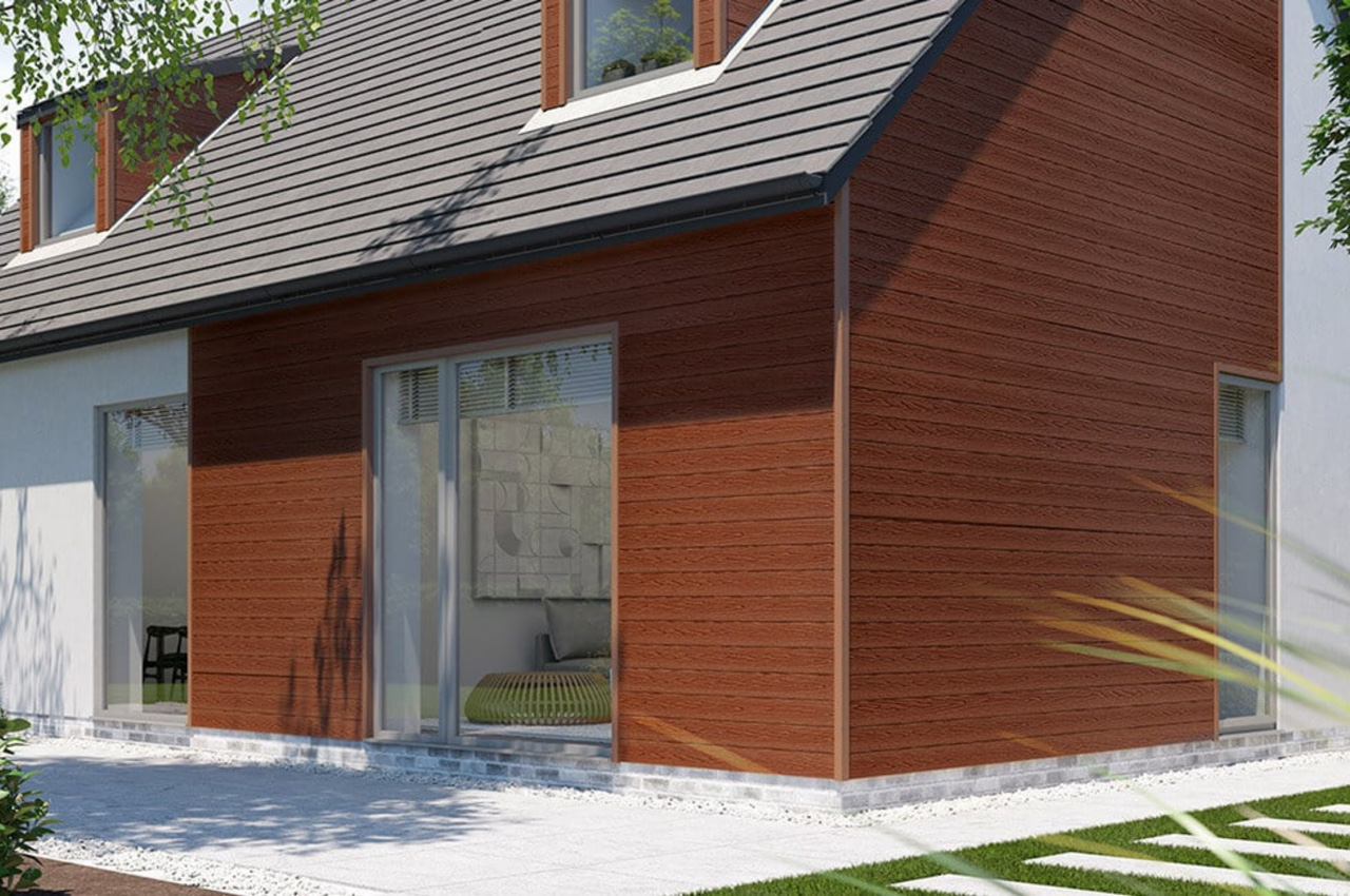 Redwood Composite Woodgrain Effect Wall Cladding gives this home a touch of colour