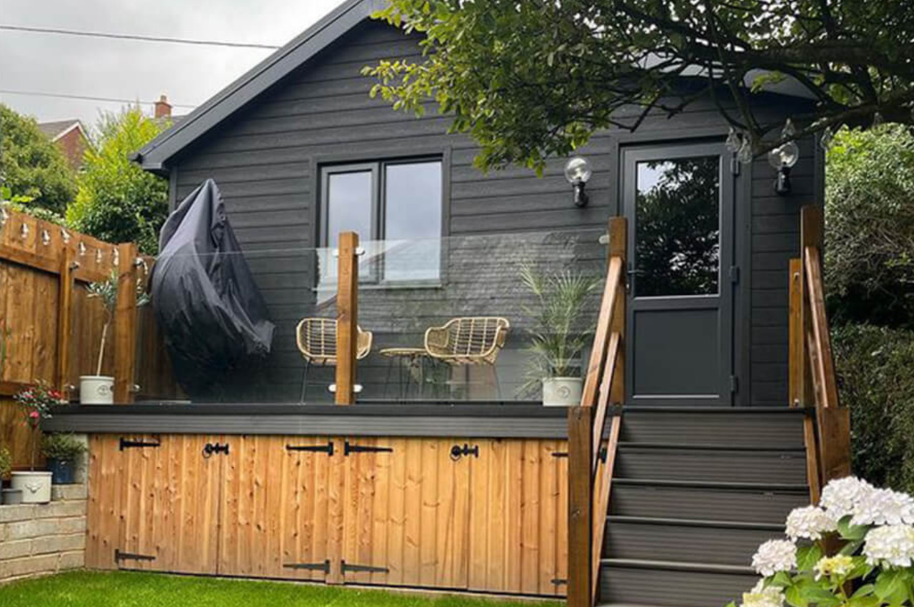 Charcoal Garden Room Design using Cladco Woodgrain Composite Boards