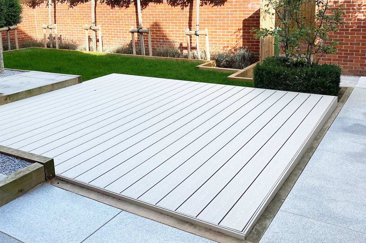 Garden decking with Cladco Composite Decking Boards in Ivory
