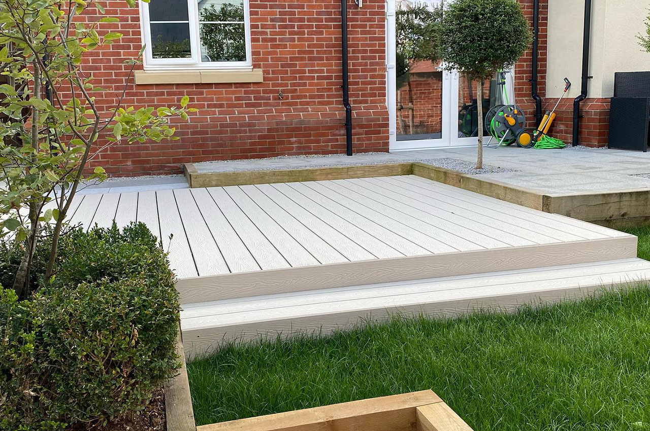 Garden decking with Cladco Composite Decking Boards in Ivory