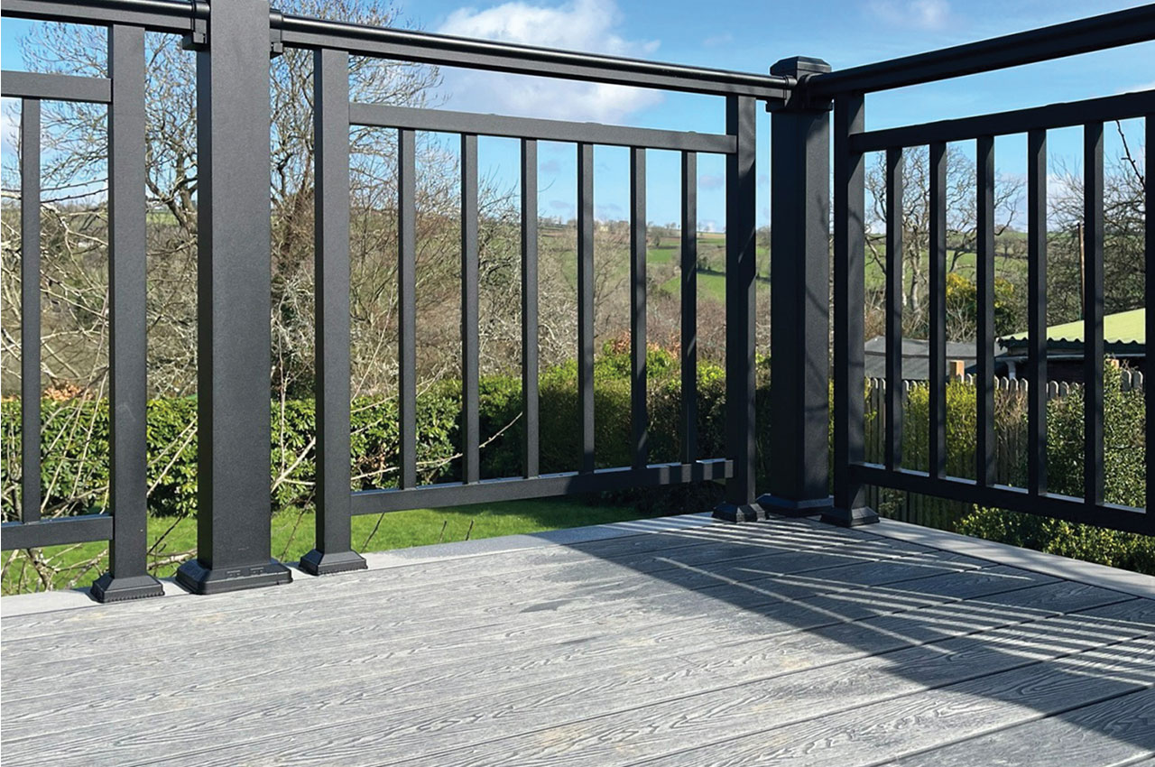 The perfect beauty spot with Stone Grey Cladco Composite Decking Boards and the Balustrade System installation.