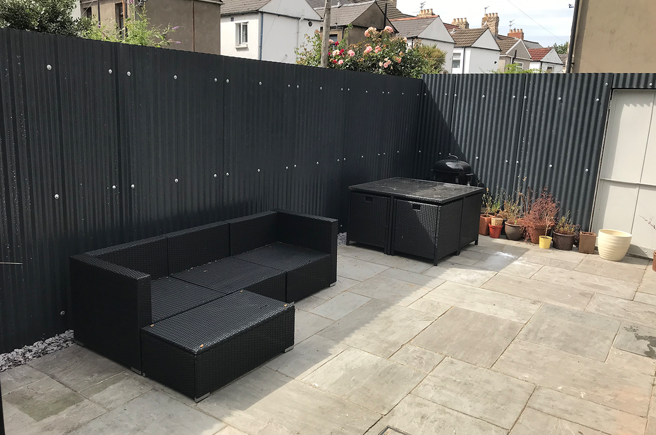 Black Corrugated Cladding Sheets in garden