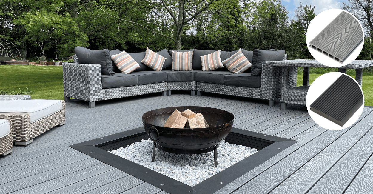 grey decking with black decking picture frame edging