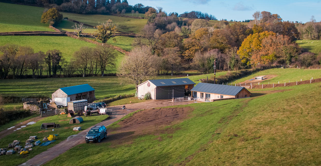 The Dartmoor Shepherd's workshop and woolshed featuring Cladco 13/3 corrugated steel roofing with black PVC Plastisol coating
