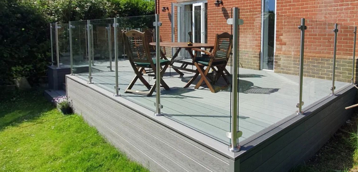 Elevated decking with Stone Grey composite decking