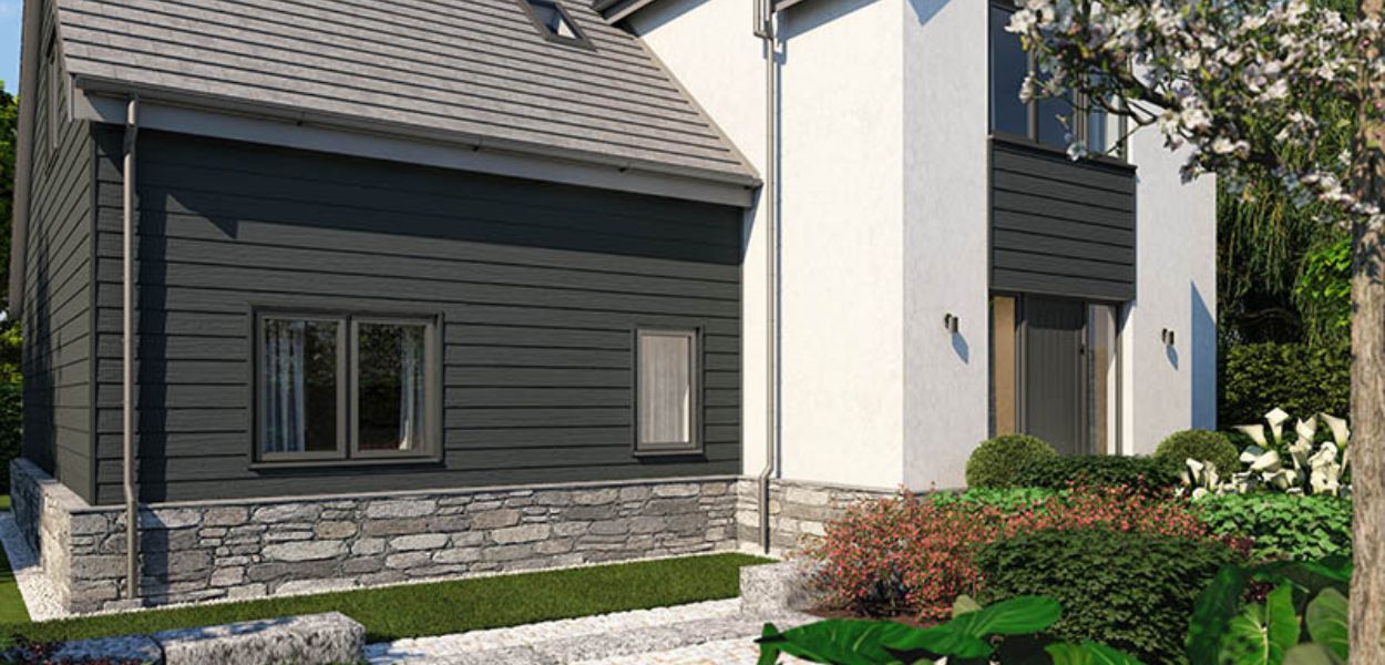 Combine your garage and home exterior with Fibre Cement Cladding Boards for a seamless transition between the two spaces. Fibre Cement Boards installed on a large, detached home