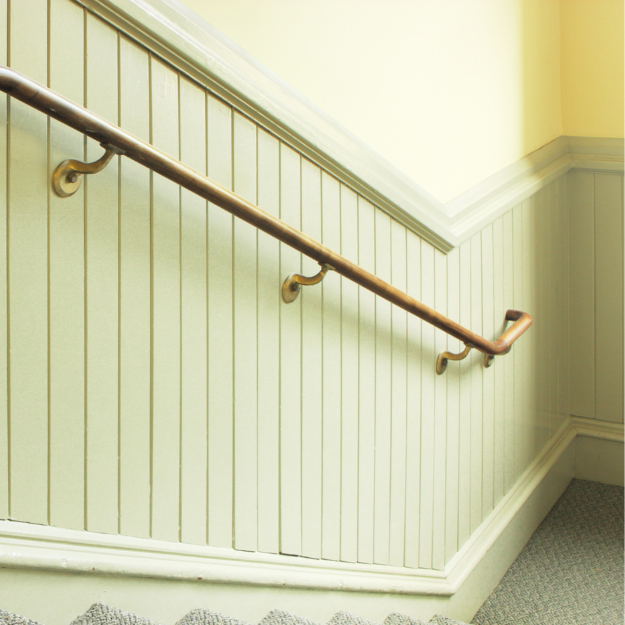 Classic stairway panelling using beadboarding and 1/3 dado height Classic stairway panelling using beadboarding and 1/3 dado height