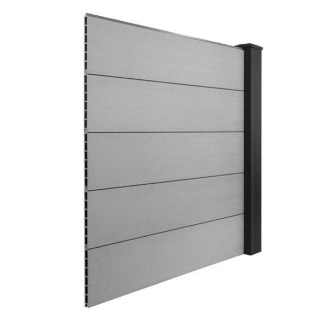 Clad Light Grey Composite Fencing with Charcoal Posts