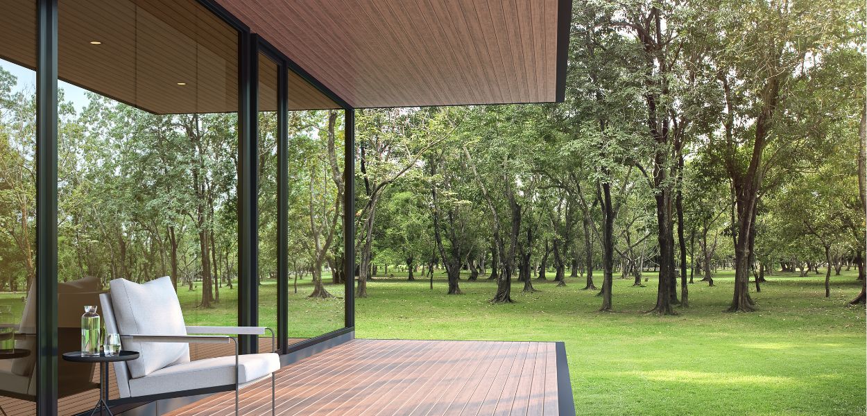 Wood cladding on modern garden room