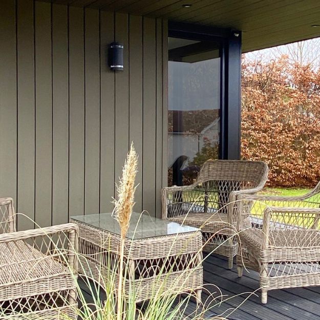Cladco Composite Cladding in Olive Green on garden room