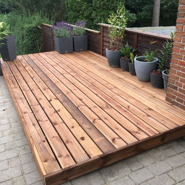 Timber decking platform made from pallets